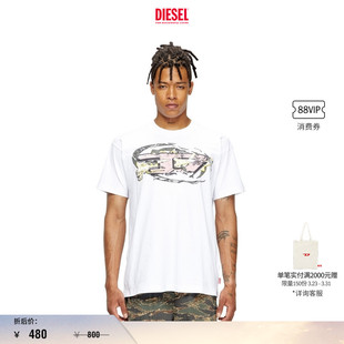 D黑色白色圆领短袖 OVAL DIESEL男士 T恤A195710PLAT 折扣