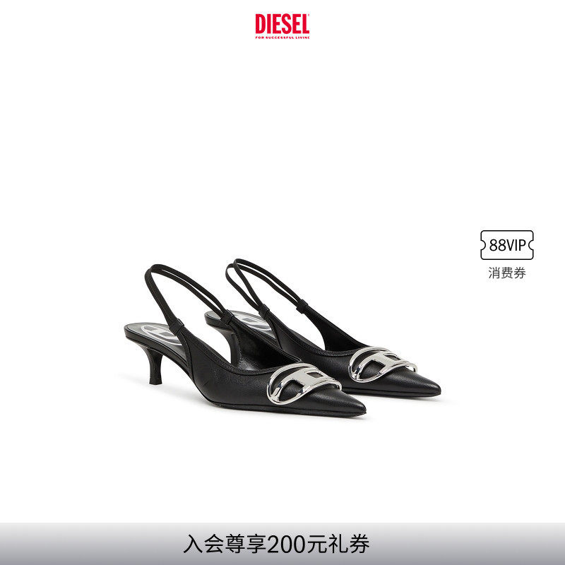 DIESEL女士OVAL D黑色穆勒鞋凉鞋Y03706PR818