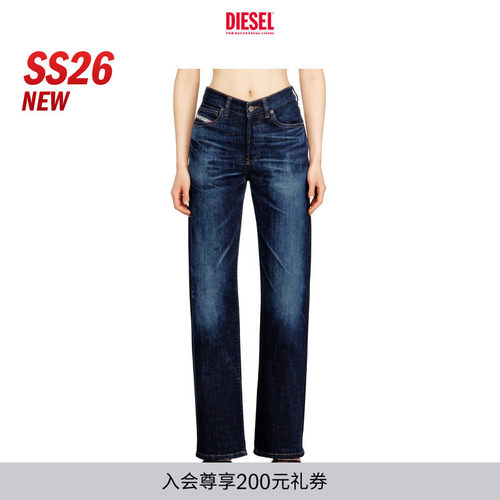 [新款]DIESEL女士26春夏D-SENT高腰合身直筒牛仔裤A198710ADBL