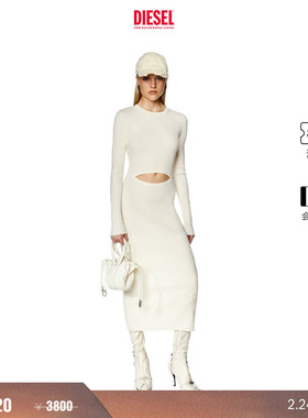 [折扣]DIESEL女士黑色米色挖剪设计修身连衣裙A111760BMAI