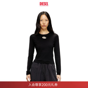 DIESEL女士25秋冬OVAL T恤A194380CLBR D黑色白色长袖