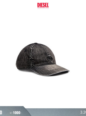 [折扣]DIESEL男士OVAL D黑色牛仔布棒球帽A174100ABCB