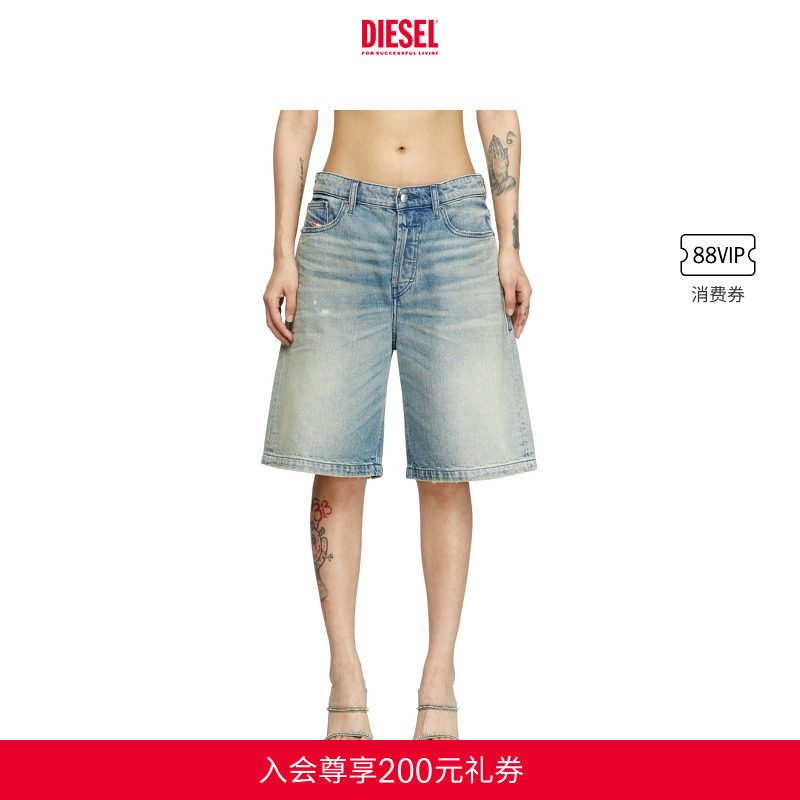 DIESEL女士25秋冬蓝色休闲阔腿短裤五分牛仔裤A140510DBEC,男装,短裤,淘宝优惠券,粉丝福利购,淘宝优惠卷