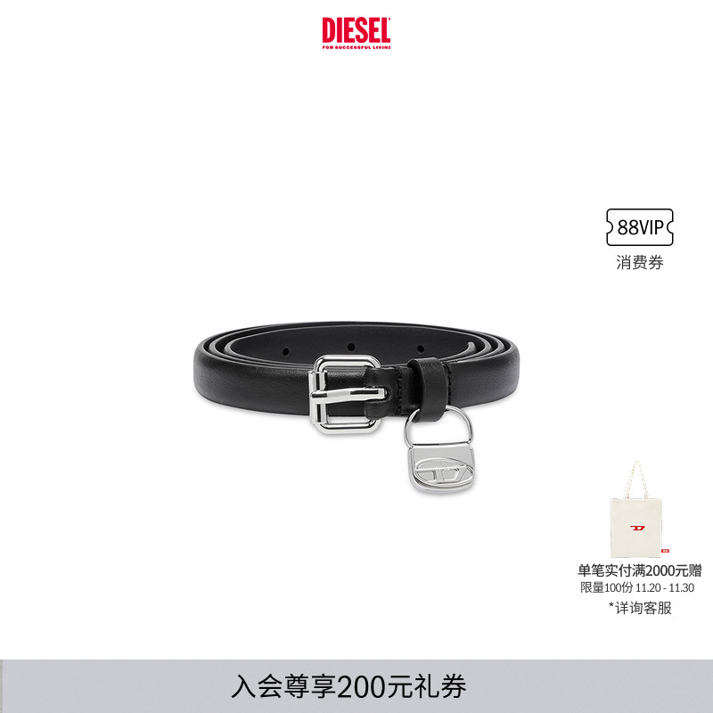 DIESEL女士迷你1DR挂坠黑色腰带X09973PR227