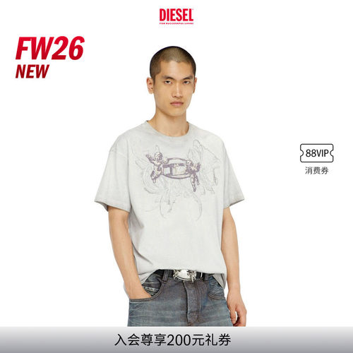 [新款]DIESEL男女同款26早秋丘比特印花T恤P018760SPGC