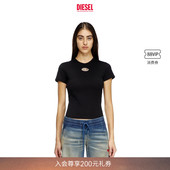 T恤A168390CLBR 圆领短袖 DIESEL女士OVAL D黑色白色修身