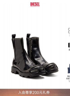 DIESEL男士25秋冬D-HAMMER黑色时装靴切尔西靴Y03254P8435