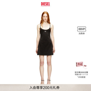 DIESEL女士OVAL D黑色吊带连衣裙短裙A199180AHQH