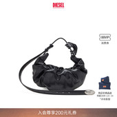 D小号单肩包可颂包X10479P8657 DIESEL女士黑色GRAB 礼物