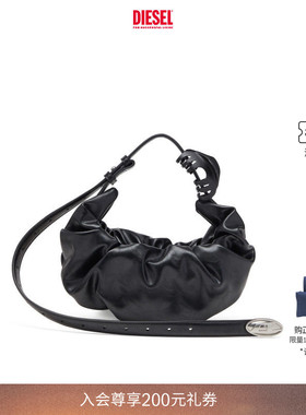 [礼物]DIESEL女士黑色GRAB D小号单肩包可颂包X10479P8657