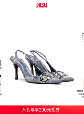 DIESEL女士OVAL-D LOGO牛仔色细跟高跟鞋Y02985PS288