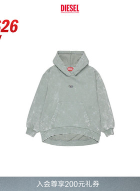 [新款]DIESEL女童26早春渐变D LOGO带帽灰色卫衣J02608KYA0F