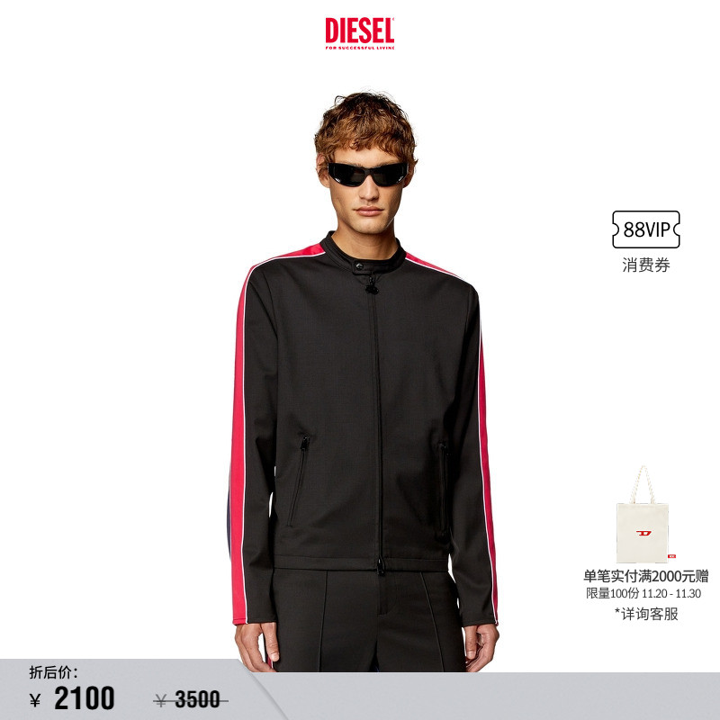 [折扣]DIESEL男士拼色机车休闲夹克外套A120940CLAI