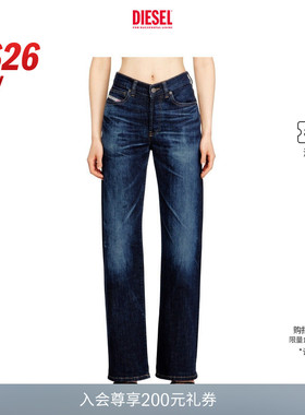 [新款]DIESEL女士26早春D-SENT高腰合身直筒牛仔裤A198710ADBL