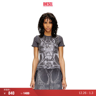 T恤A195300DEBZ DIESEL女士印花灰色短袖 折扣
