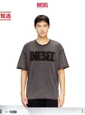 [季末甄选]DIESEL男士SUPER LOGO圆领短袖T恤A210410KMAH