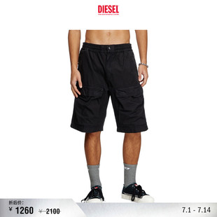 [折扣]DIESEL男士黑色五分裤大口袋休闲裤短裤A147620NJBP