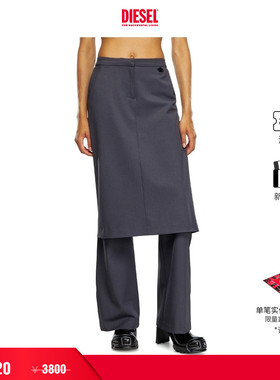 [折扣]DIESEL女士深灰假两件裙裤叠穿微喇西装裤A140050HJAB