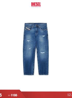 [折扣]DIESEL男童深蓝色磨损设计牛仔裤J01934KXBN1