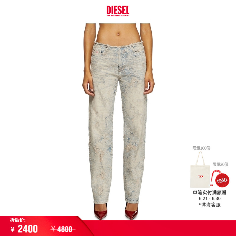[折扣]DIESEL女士D-ARKER做旧破败低腰合身直筒牛仔裤A16489007Y5