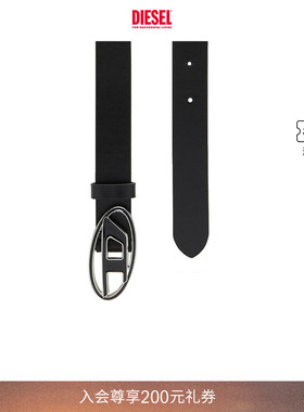 [礼物][经典]DIESEL女士OVAL D LOGO黑色皮带腰带X09716P1245