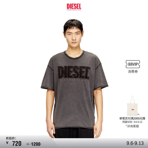 [折扣]DIESEL男士SUPER LOGO圆领短袖T恤A210410KMAH