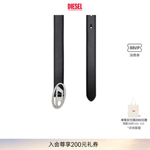 DIESEL女士OVAL D黑色皮带腰带X09972P6364
