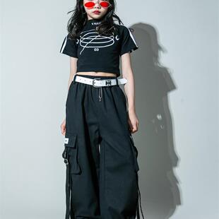 爵士舞蹈服装儿童的嘻哈女孩的裤子嘻哈宽松网红街头t台时髦的酷