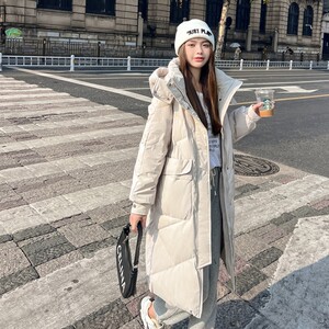 白鸭绒羽绒服女中长款2025年新款加厚韩版宽松显瘦休闲时尚外套冬