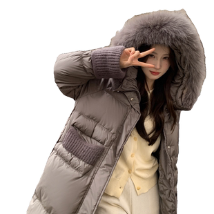 高级感超好看羽绒服女冬2025新款90白鸭绒中长款加厚保暖连帽外套