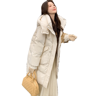 大牌高级感90白鸭绒羽绒服女中长款2025年冬季新款加厚百搭外套潮