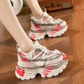 厚底内增高拼色老爹鞋 女款 2026春季 欧洲站潮流新款 超火休闲松糕鞋