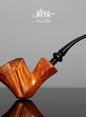 NewBee鲜蜂石楠木烟斗手工实木带瘤皮火焰纹老式传统男士过滤烟具