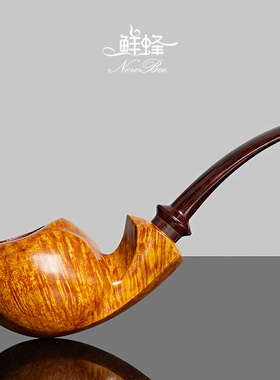 NewBee鲜蜂男士石楠木烟斗手工河豚双面鼓斗实木老式传统过滤专用