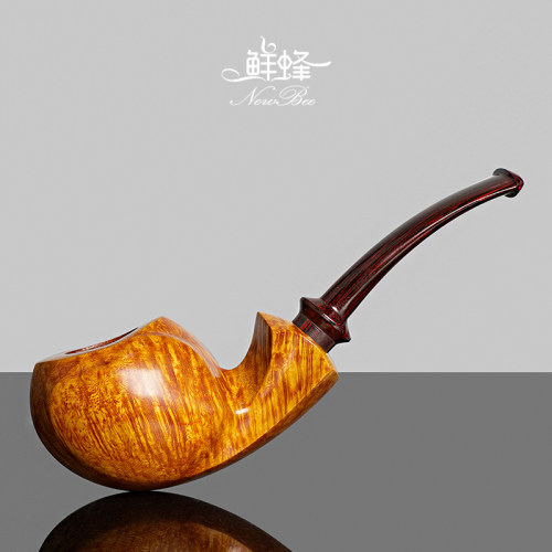 NewBee鲜蜂男士石楠木烟斗手工河豚双面鼓斗实木老式传统过滤专用