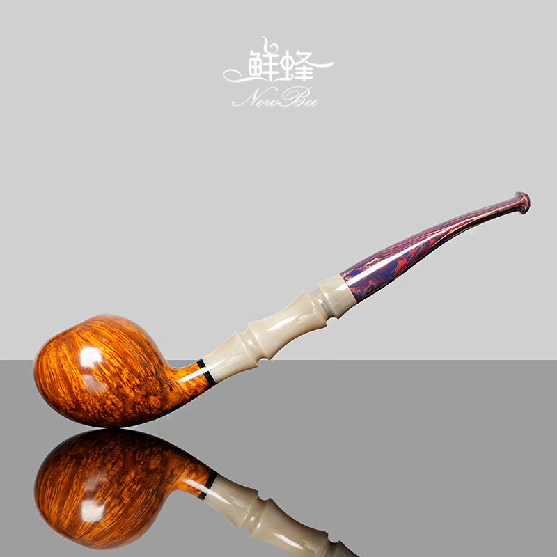NewBee鲜蜂石楠木烟斗手工实木自由式烟斗老式传统男士过滤牛角杆