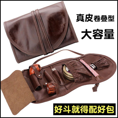 OLDFOX真皮烟斗包牛皮多功能便携收纳手卷烟袋复古男士雪茄包配件