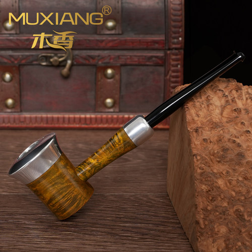 石楠木烟斗手工实木直柄撞球锤子军插斗传统老式过滤男士专用烟具