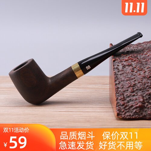 NewBee鲜蜂乌木实木烟斗手工直柄老式传统男士过滤专用旱烟锅烟具