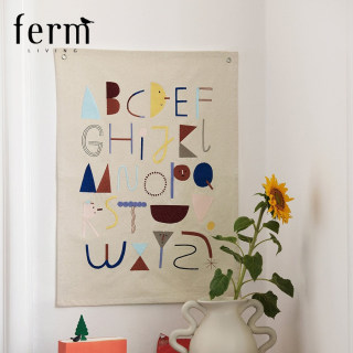 丹麦ferm LIVING Alphabet Fabric Poster装饰画海报挂画挂毯北欧