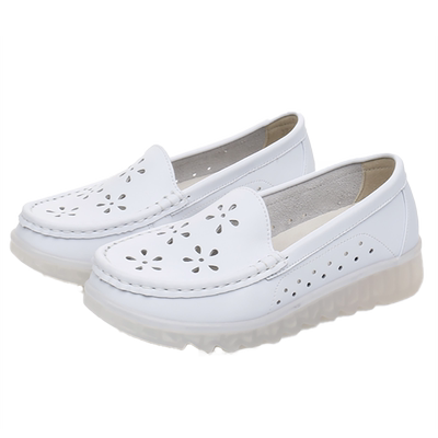 真皮护士鞋女软底夏季