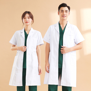 白大褂短袖长袖女医生夏季短袖医生大学生实验室服化学护士工作服