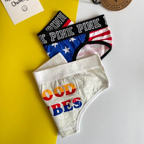 PINK纯棉女士宽边运动内裤中性风