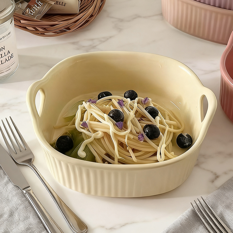 空气炸锅碗耐高温陶瓷双耳烤碗