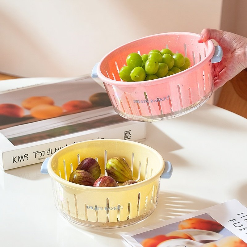 双层洗菜盆沥水篮可爱新款果盘家用客厅茶几果篮厨房洗水果洗菜篮,餐饮具,洗菜盆/沥水篮/漏水筛,淘宝优惠券,粉丝福利购,淘宝优惠卷
