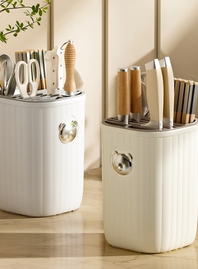 厨房旋转小熊刀架置物架家用多功能筷筒笼菜刀架具勺子一体收纳盒