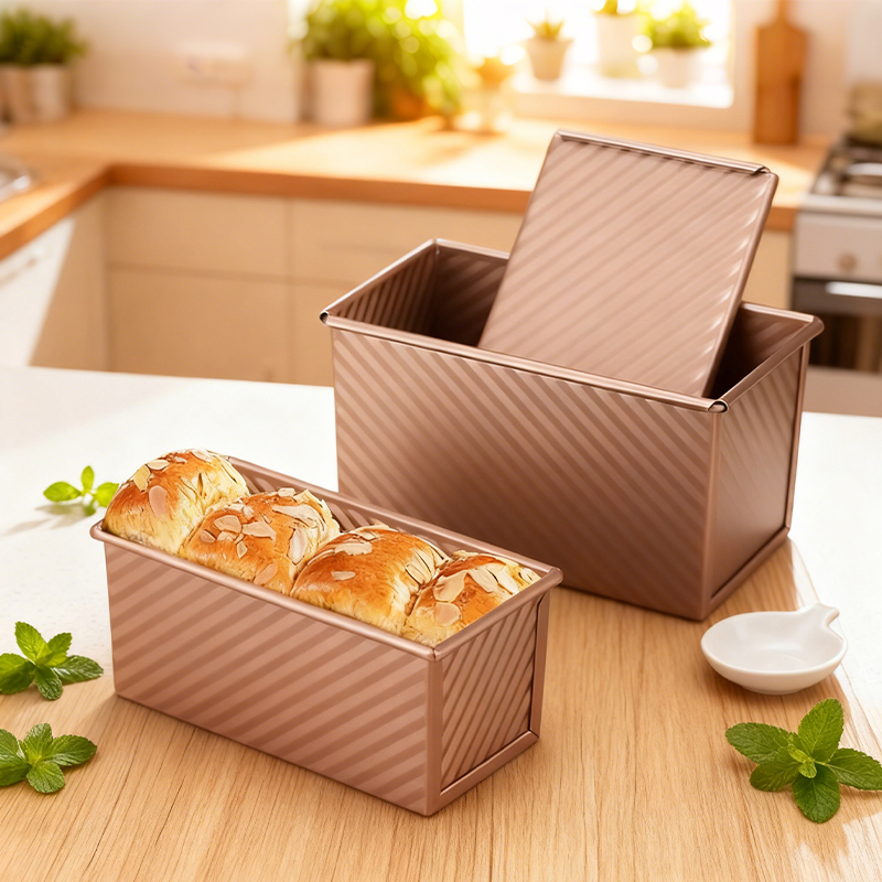 金色碳钢波纹带盖吐司盒烘焙工具