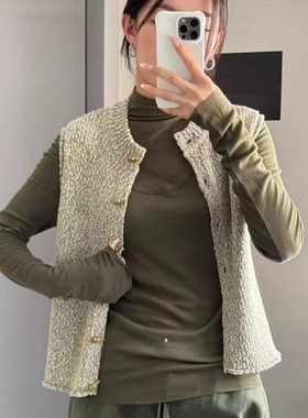 MQ｜MACQNF89611时尚设计立领无袖针织开衫马甲坎肩叠穿马夹女