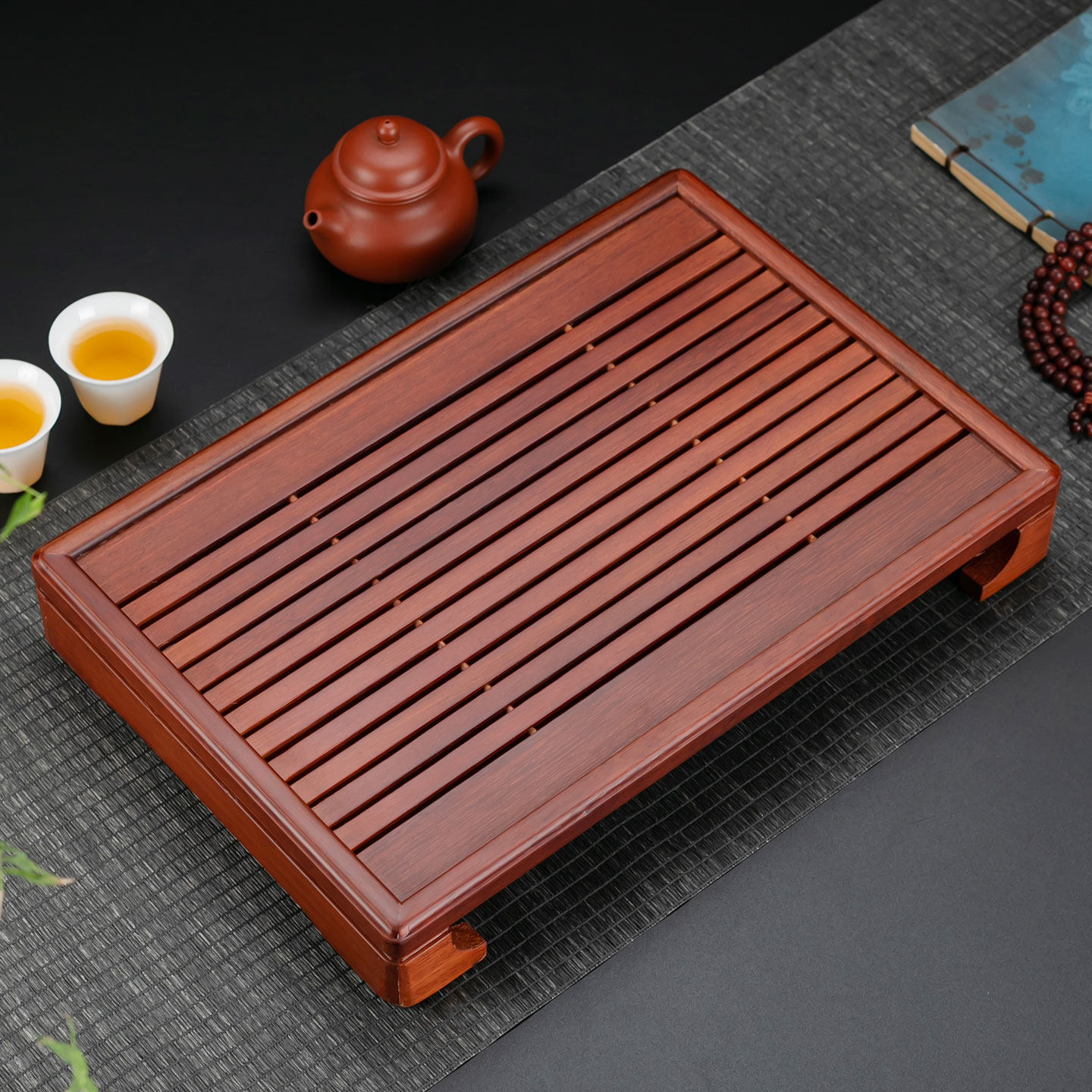 花梨木茶海镂空速排水茶具沥水盘干泡茶台家用双用盘实木茶具托盘