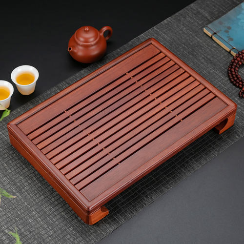 花梨木功夫茶盘镂空沥水茶海